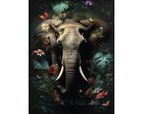 Leinwandbild Elephant In The Jungle 84x116 cm