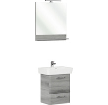 Badezimmer-Set mit Waschtischunterschrank, Waschbecken und Spiegel mit Beleuchtung