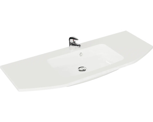 Waschtisch mit Armatur und rechteckigem Becken