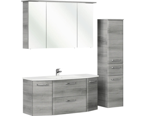 Badezimmermöbelset mit Waschtisch, Spiegelschrank und Hochschrank