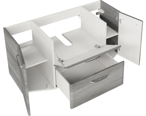 Waschbeckenunterschrank mit Schublade und offenen Fächern