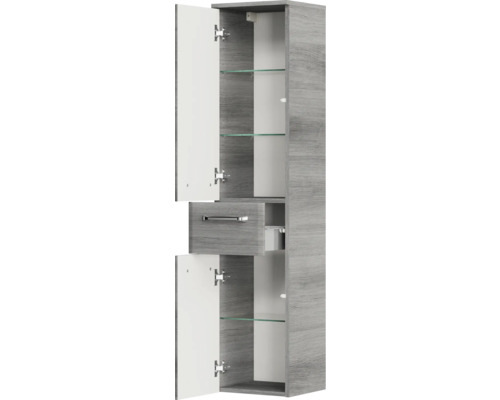 Badezimmer Hochschrank mit offenen Türen und Schublade