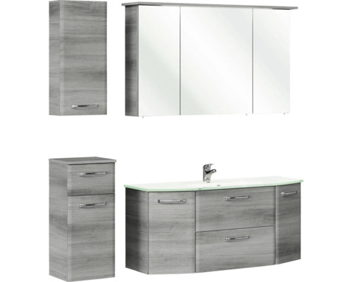 Badezimmermöbel-Set mit Spiegelschrank, Waschbeckenunterschrank und Hochschrank