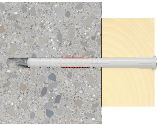 Universaldübel im Beton- und Holzuntergrund