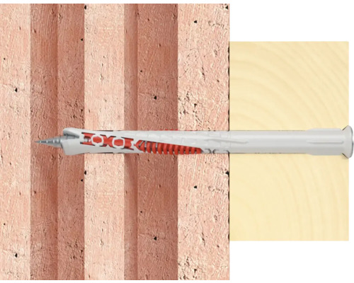 Universaldübel in Mauer und Holz