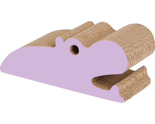 Kratzbrett Catit Zoo Scratcher, Hippo, geriffeltes Kratzbrett in Tierform ca. 44 x 18 x 18 cm rosa, braun Pappe