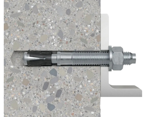 Metallanker mit Mutter in Betonwand