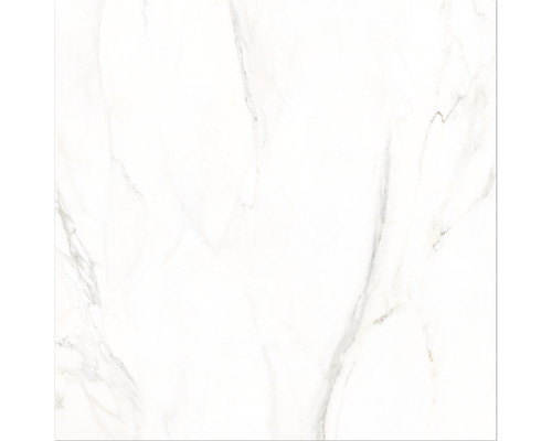 Feinsteinzeug Wand- und Bodenfliese Premium Calacatta weiß 80 x 80 x 0,9 cm rektifiziert