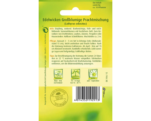 Saatguttütchen Edelwicken Großblumige Prachtmischung