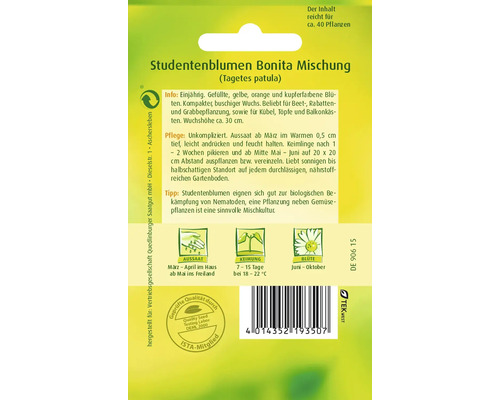 Studentenblumen Bonita Mischung Samenpackung