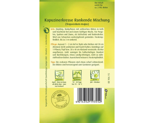 Samenpackung Kapuzinerkresse Rankende Mischung