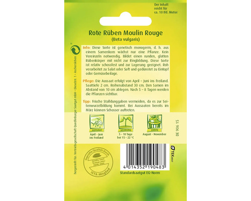 Rote Rüben Moulin Rouge Saatgutpackung