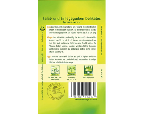 Samenpackung für Salat und Essiggurken