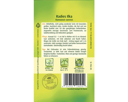 Radieschen Ilka Samensamen Packung