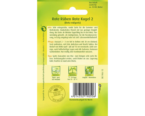 Samenpackung Rote Rüben Rote Kugel 2