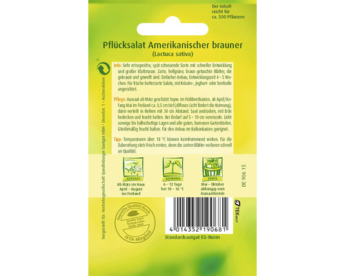 Samenpackung Pflücksalat Amerikanischer Brauner