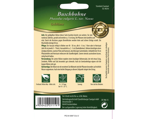 Samenpackung Buschbohne Goldtime