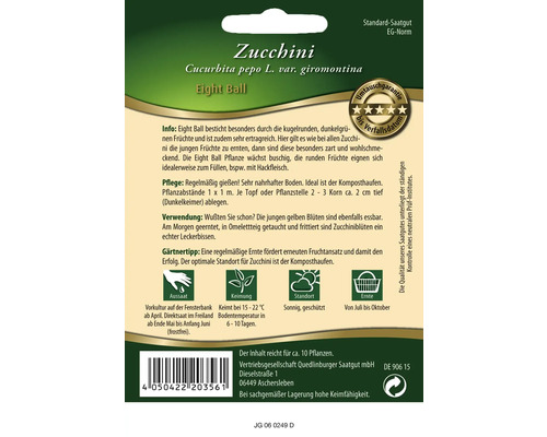 Zucchini Eight Ball Saatgutpackung