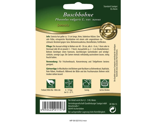 Samenpackung Buschbohne Sonesta