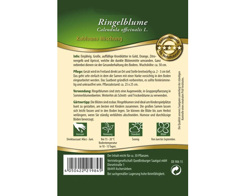 Ringelblume Calendula officinalis L. Samentüte