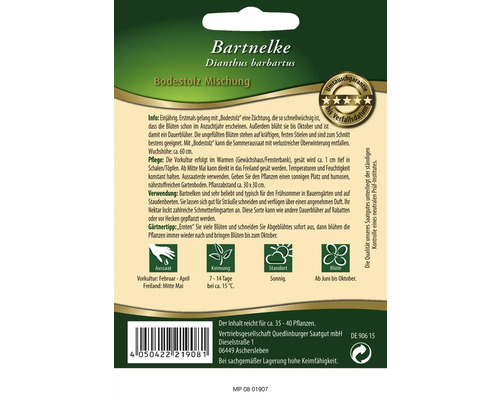 Samenpackung Bartnelke Bodestolz Mischung