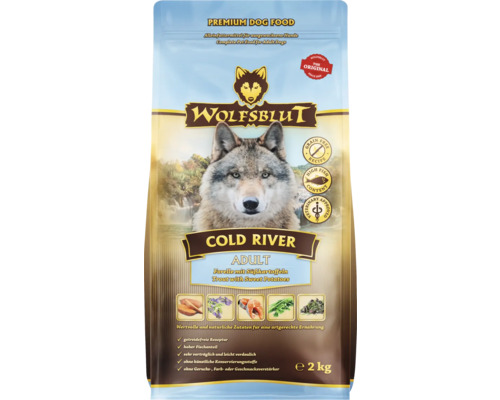 Hundefutter trocken WOLFSBLUT Cold River Adult, Forelle und Lachs mit Süßkartoffeln mit wertvollen Superfoods, getreidefrei, Glutenfrei 2 kg