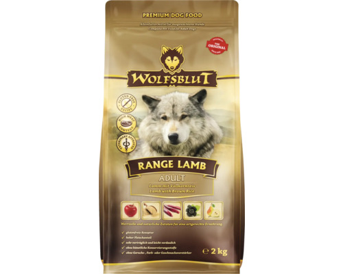 Wolfsblut Range Lamb Adult Trockenfutter für Hunde in einer 2 Kilogramm Packung