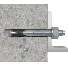 Bolzenanker in Beton mit Befestigungswinkel und Mutter