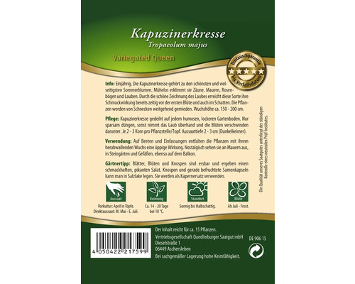 Samentüte Kapuzinerkresse Variegated Queen