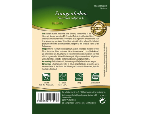 Samenpackung Stangenbohne Goldelfe