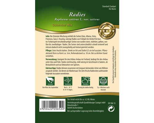 Radieschen Ostereier Mix Saatgutpackung