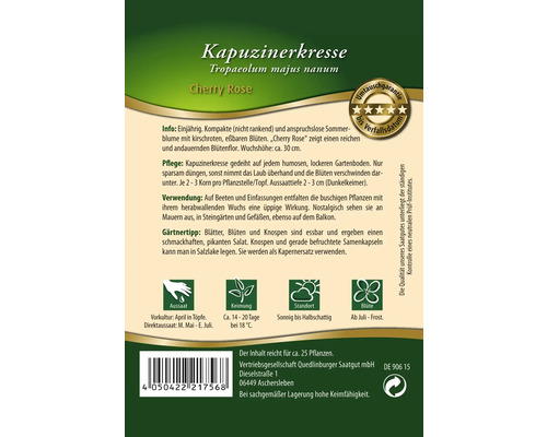Samenpackung Kapuzinerkresse Cherry Rose