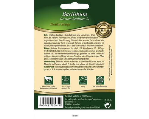 Basilikumsamen der Sorte Moulin Rouge