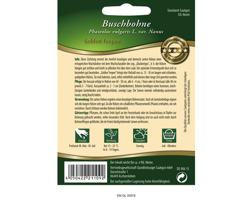 Samenpackung Buschbohne Golden Teepee