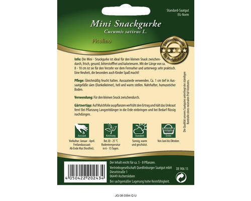 Samenpackung für Mini-Snackgurken der Sorte Picolino