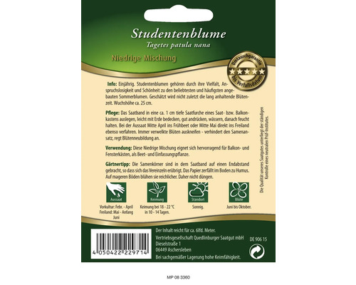 Samenpackung Studentenblume Niedrige Mischung