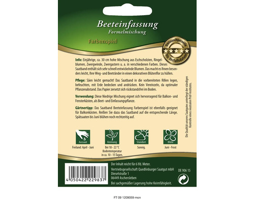 Saatband Beeteinfassung Formelmischung Farbenspiel