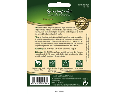 Samenpackung Spitzpaprika Demetra
