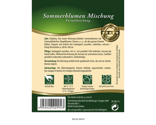 Sommerblumen Mischung Saatgutpackung