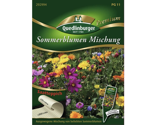 Sommerblumenmischung Quedlinburger Blumensamen Saatteppich 20x300 cm