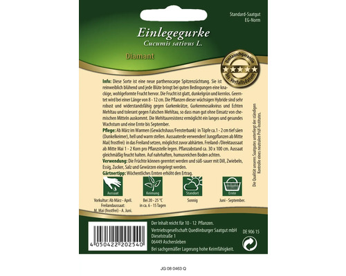 Samenpackung für Einlegegurken der Sorte Diamant