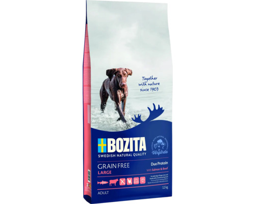 Hundefutter trocken BOZITA Grainfree Salmon & Beef large 12 kg , Lachs und Rind, getreidefrei