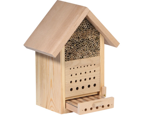Insektenhotel dobar Bienenhaus Maja Buche-Dach 23 x 14 x 29 cm natur Insektenhotel aus Holz mit verschiedenen Nistmöglichkeiten