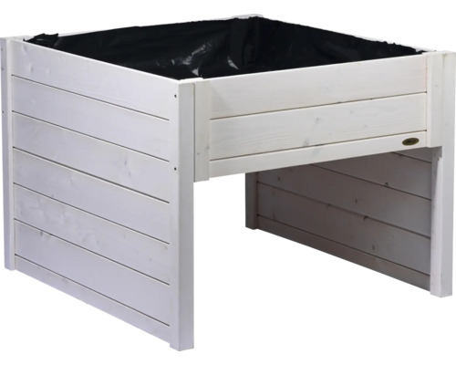 Hochbeet aus Holz mit schwarzer Folie