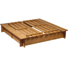 Sandkasten mit Sitzbank Deckel dobar 118 x 118 x 21 cm Holz viereckig wetterfest