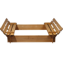 Sandkasten mit Sitzbank Deckel dobar 118 x 118 x 21 cm Holz viereckig wetterfest