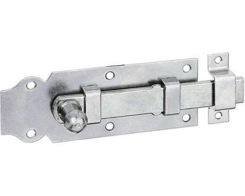 Türriegel mit Knopf und Schlaufe, 140 x 52 mm galv. verzinkt, dickschichtpassiviert Metall Schubriegel