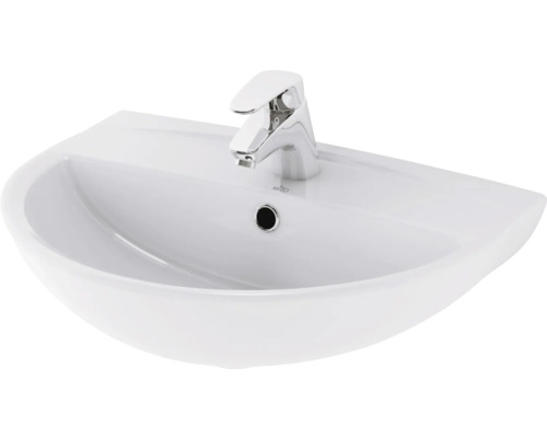 form&style Waschtisch NAURU 58,5 x 42,5 cm weiß Keramikwaschbecken mit Armatur