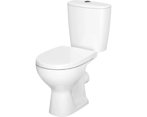 WC-Kombination Set form&style NATUNA Tiefspüler ohne Spülrand Abgang waagerecht weiß glänzend mit WC-Sitz
