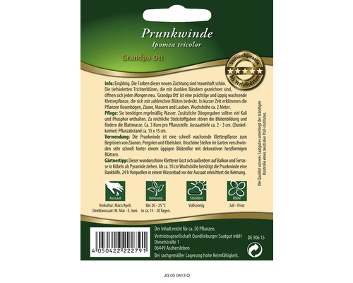 Samenpackung Prunkwinde Ipomoea tricolor Grandpa Ott